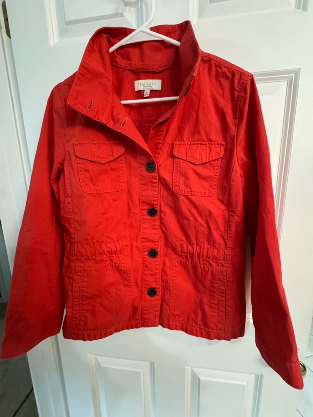 Talbots Bright coral  Utility Jacket with Flap Pockets